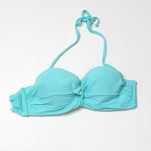 Pilyq Women's Blue Small Bandeau Halter Tie Bikini Top